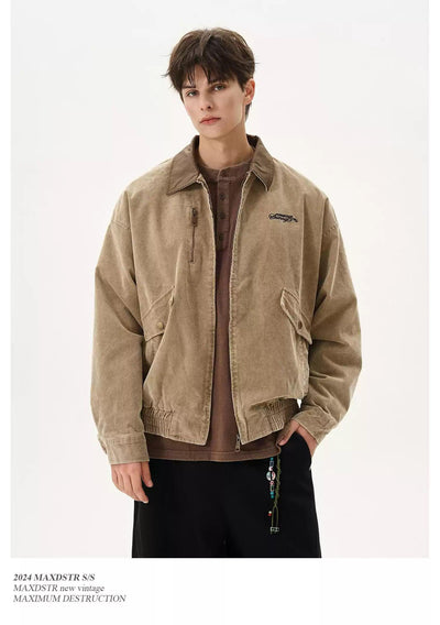 Washed Distressed Corduroy Jacket Korean Street Fashion Jacket By MaxDstr Shop Online at OH Vault