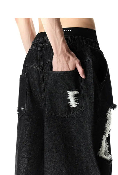Gartered Drawstring Distressed Jeans Korean Street Fashion Jeans By Cro World Shop Online at OH Vault