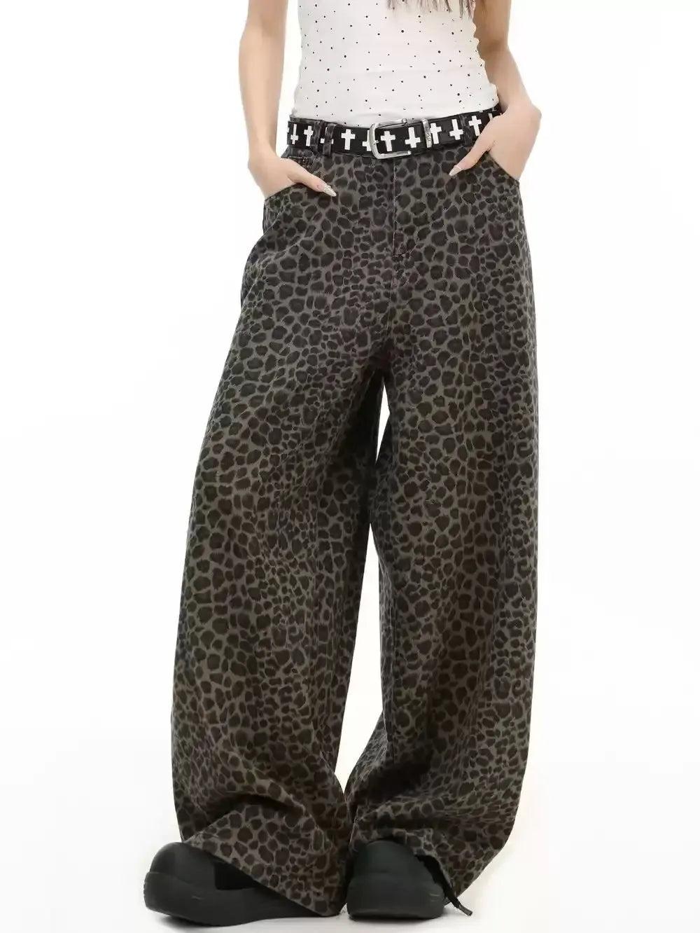 Leopard Print Wide Cut Pants Korean Street Fashion Pants By INS Korea Shop Online at OH Vault