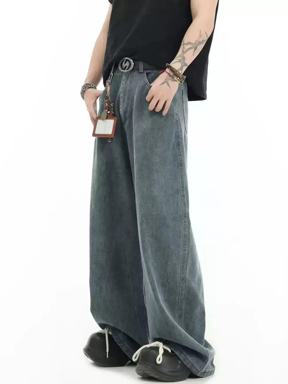 Tie-Dyed Curved Cut Jeans Korean Street Fashion Jeans By INS Korea Shop Online at OH Vault