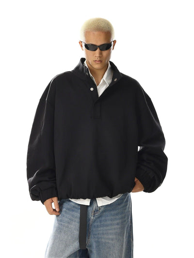 Plain Half-Buttoned Boxy Fit Jacket Korean Street Fashion Jacket By MEBXX Shop Online at OH Vault