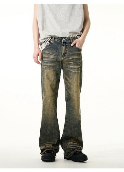 Gradient Cat Whisker Flared Jeans Korean Street Fashion Jeans By 77Flight Shop Online at OH Vault