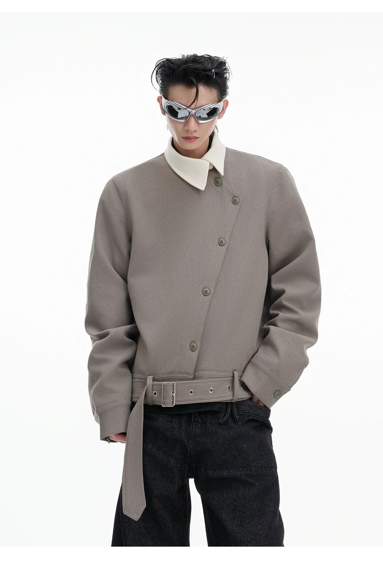 Oblique Buttons Buckled Strap Knit Jacket Korean Street Fashion Jacket By Argue Culture Shop Online at OH Vault