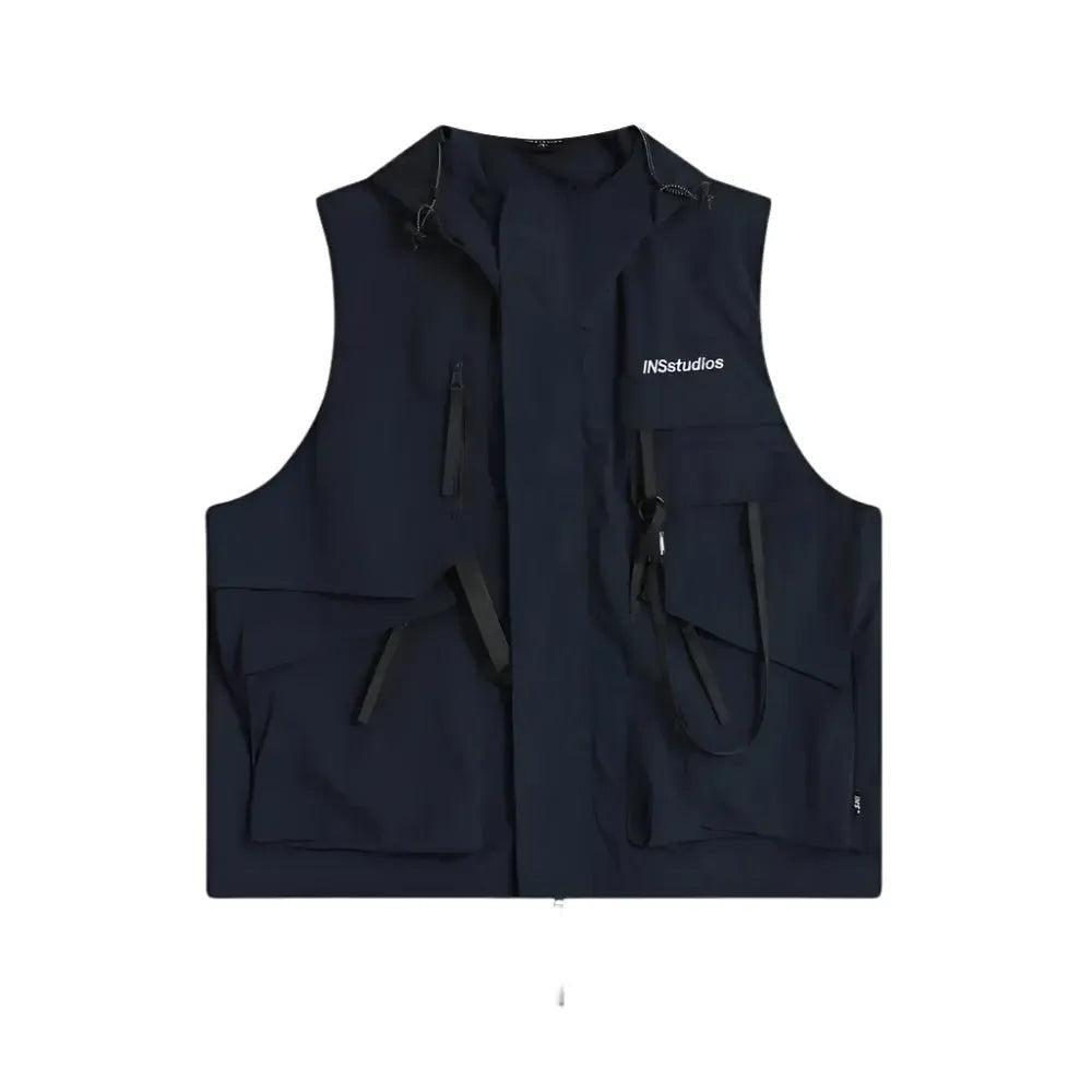 Structured Utility Hooded Vest Korean Street Fashion Vest By INS Korea Shop Online at OH Vault