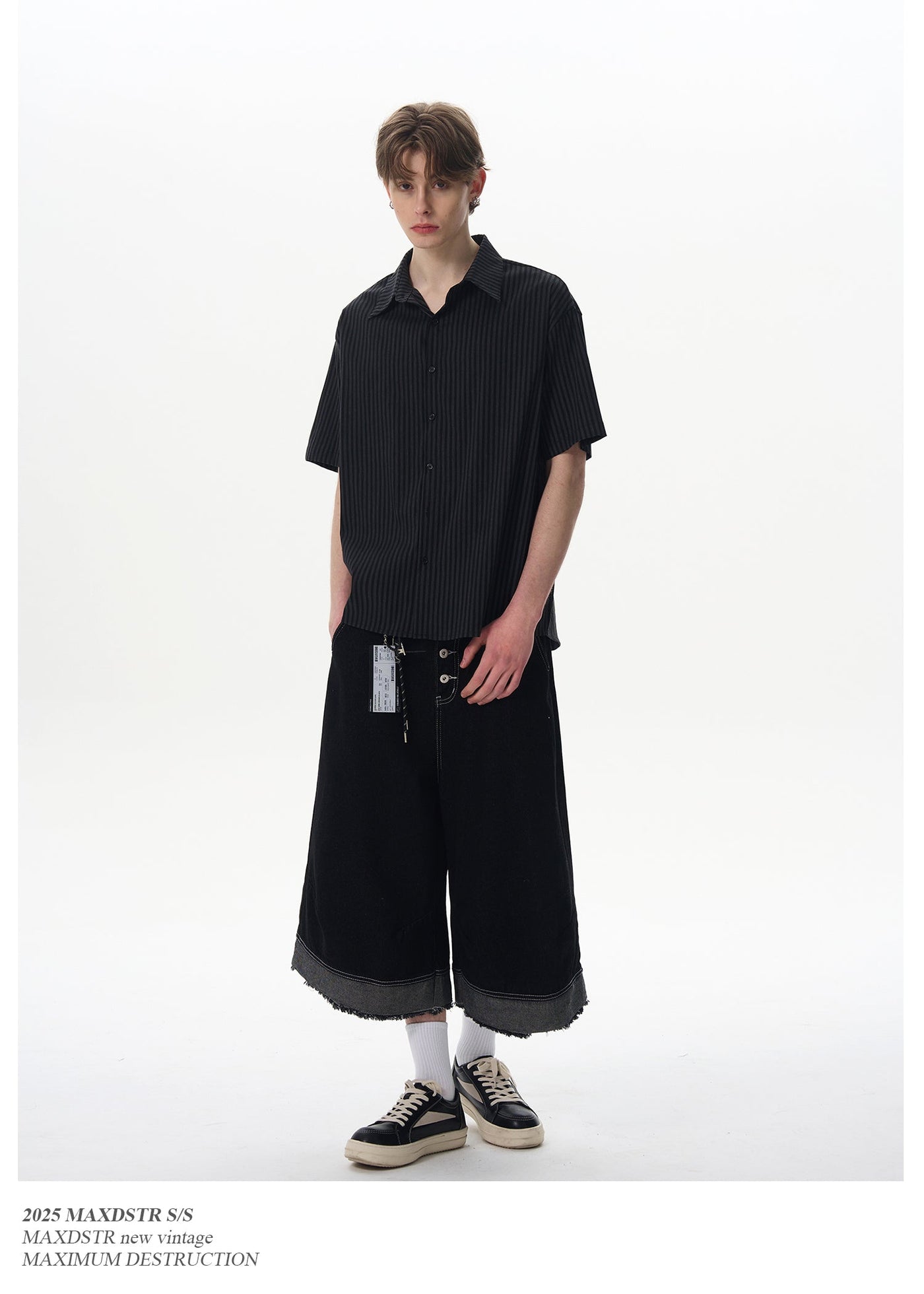 Irregular Pocket Striped Shirt Korean Street Fashion Shirt By MaxDstr Shop Online at OH Vault