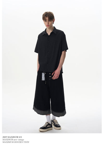 Irregular Pocket Striped Shirt Korean Street Fashion Shirt By MaxDstr Shop Online at OH Vault