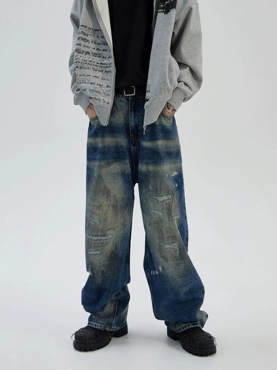 Gradient Tie-Dye Patched Jeans Korean Street Fashion Jeans By Ash Dark Shop Online at OH Vault