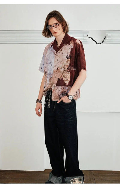 Floral Wallpaper Corduroy Shirt Korean Street Fashion Shirt By Kreate Shop Online at OH Vault