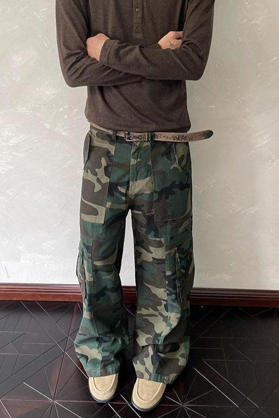 Side Flap Pockets Camouflage Cargo Pants Korean Street Fashion Pants By A PUEE Shop Online at OH Vault