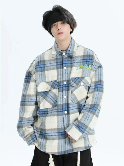 Buttoned Front Pocket Plaid Shirt Korean Street Fashion Shirt By INS Korea Shop Online at OH Vault