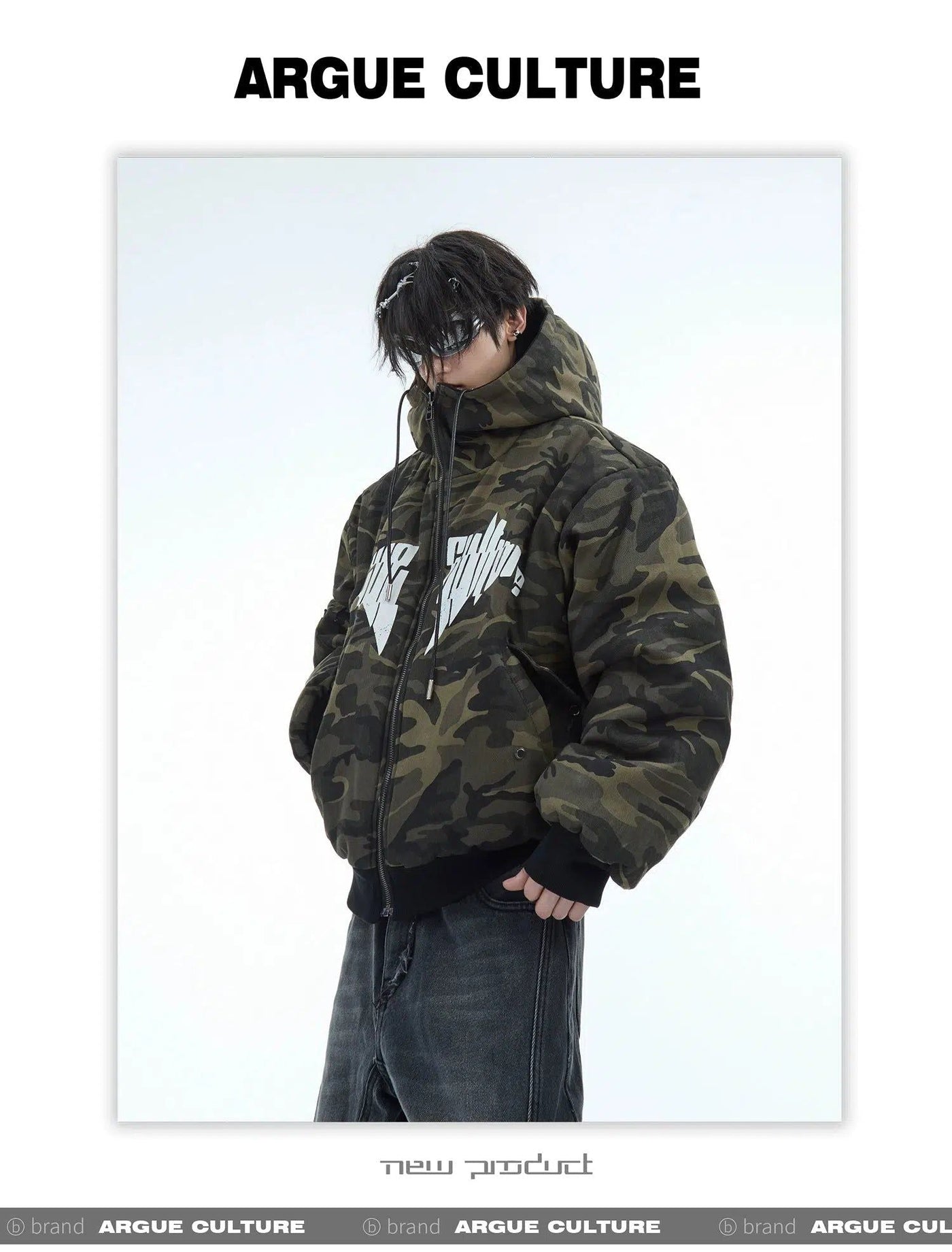 Drawcord Camo Double-Sided Jacket Korean Street Fashion Jacket By Argue Culture Shop Online at OH Vault