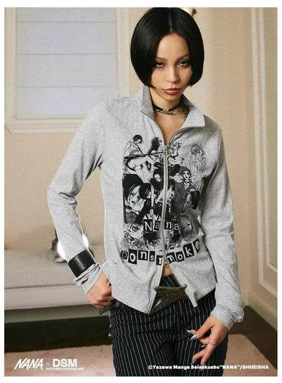Anime Graphic Textured Zipped Jacket Korean Street Fashion Jacket By Donsmoke Shop Online at OH Vault