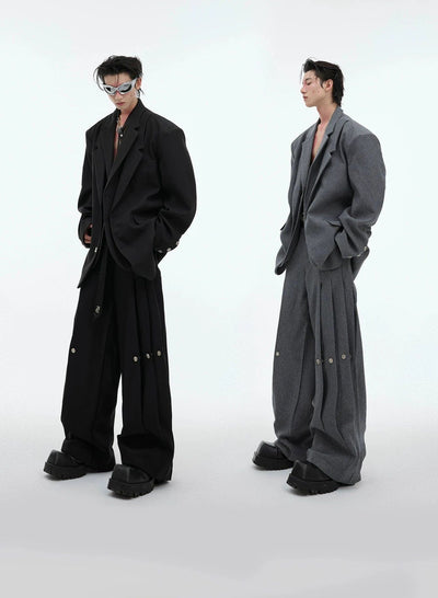 Pleated and Buttons Wide Pants Korean Street Fashion Pants By Argue Culture Shop Online at OH Vault