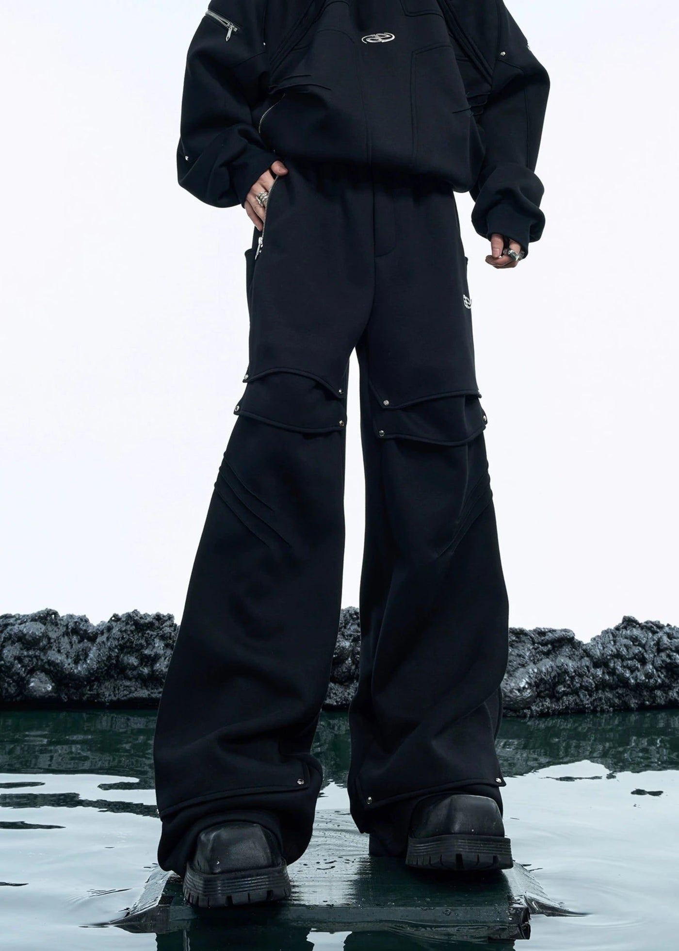 Multi-Rivet Pleated Pants Korean Street Fashion Pants By Argue Culture Shop Online at OH Vault