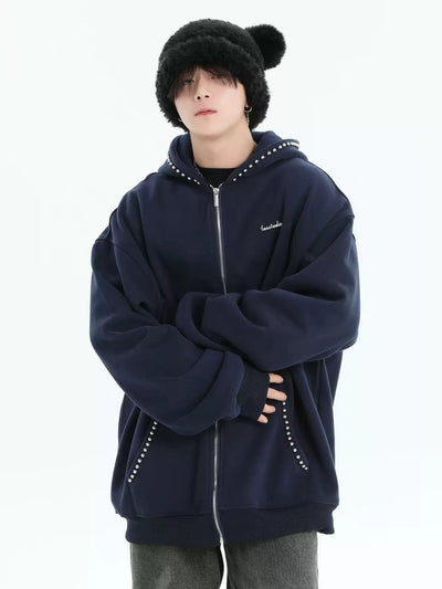 Pearled Lines Side Pockets Hoodie Korean Street Fashion Hoodie By INS Korea Shop Online at OH Vault