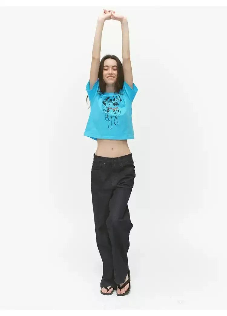 Dalmatian Dog Cropped T-Shirt Korean Street Fashion T-Shirt By Country Moment Shop Online at OH Vault