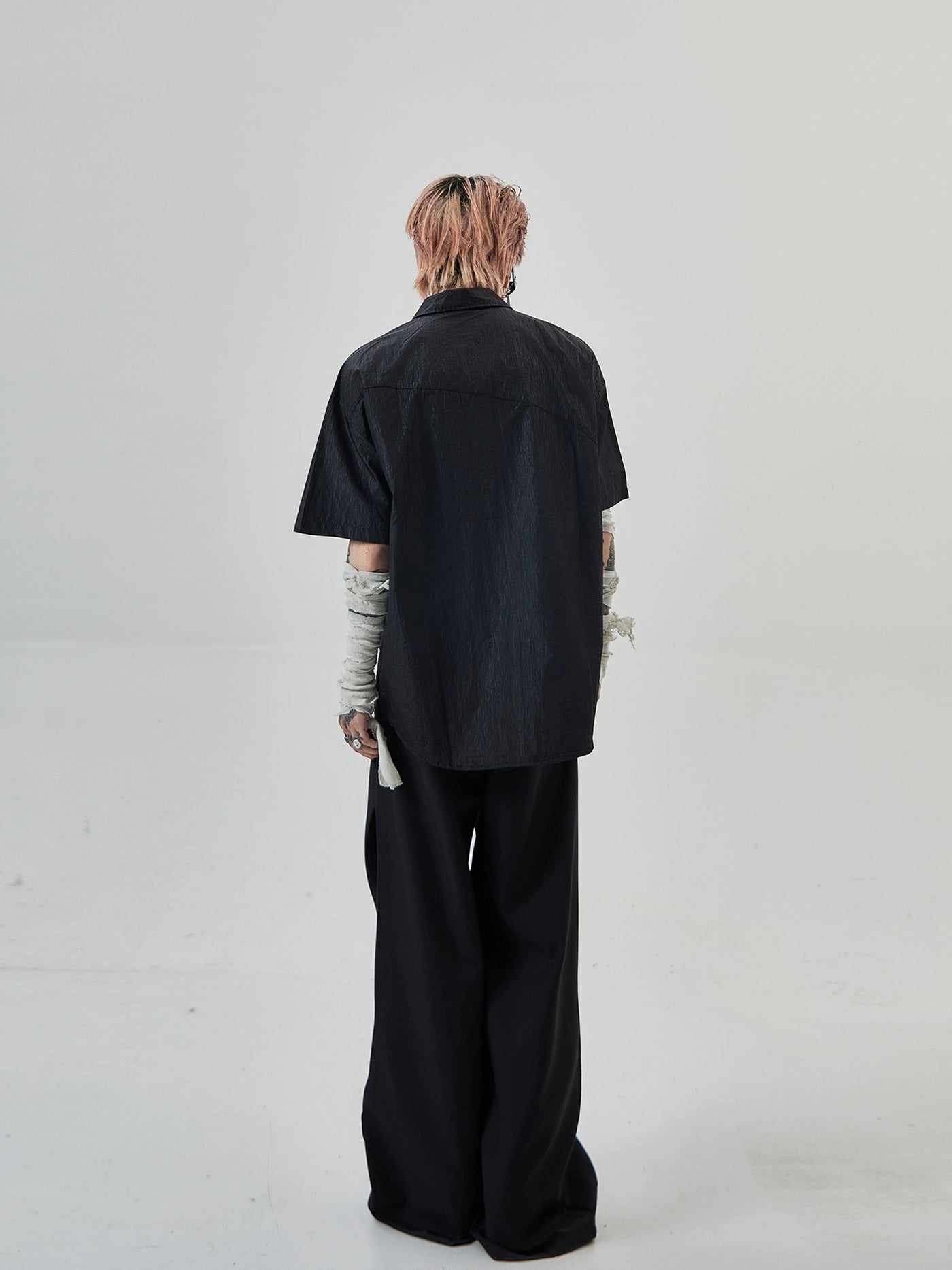 Textured and Zippered Shirt Korean Street Fashion Shirt By Ash Dark Shop Online at OH Vault