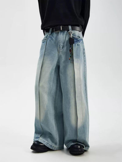 Light Washed Mid-Seam Jeans Korean Street Fashion Jeans By Ash Dark Shop Online at OH Vault