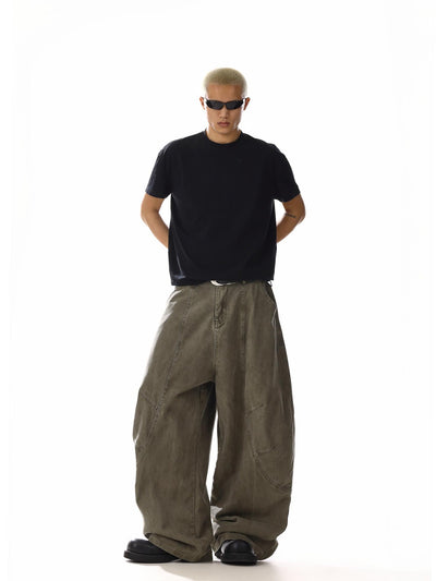 Structured Distressed Baggy Fit Pants Korean Street Fashion Pants By MEBXX Shop Online at OH Vault
