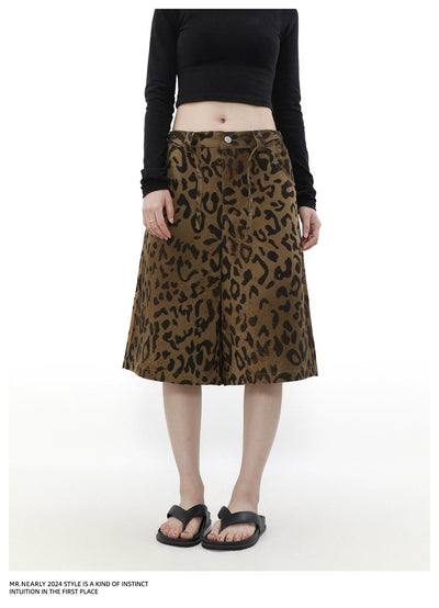 Leopard Print Mid-Length Shorts Korean Street Fashion Shorts By Mr Nearly Shop Online at OH Vault