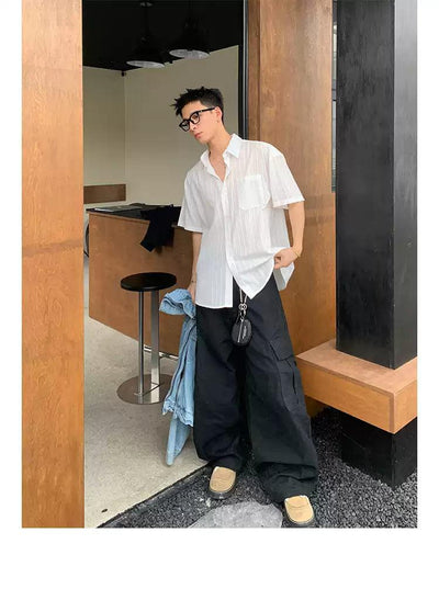 Clean Fit Front Pocket Shirt Korean Street Fashion Shirt By Poikilotherm Shop Online at OH Vault