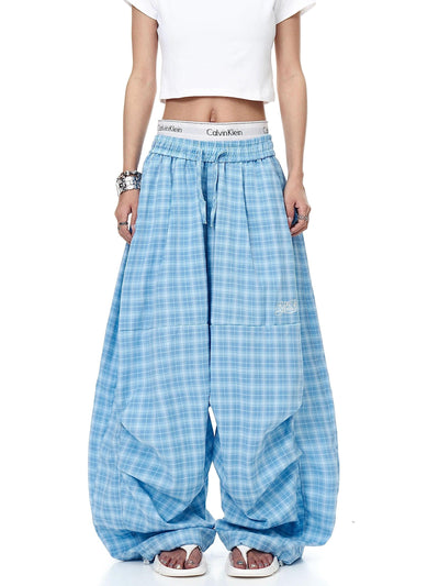 Drawstring Ruched Plaid Pants Korean Street Fashion Pants By Blacklists Shop Online at OH Vault