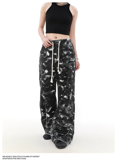 Drawstring Raw Edge Camo Pants Korean Street Fashion Pants By Mr Nearly Shop Online at OH Vault