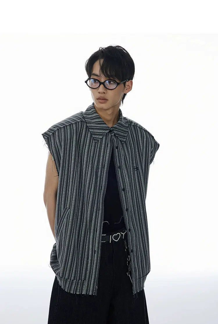 Buttoned Striped Vest Korean Street Fashion Vest By Cro World Shop Online at OH Vault