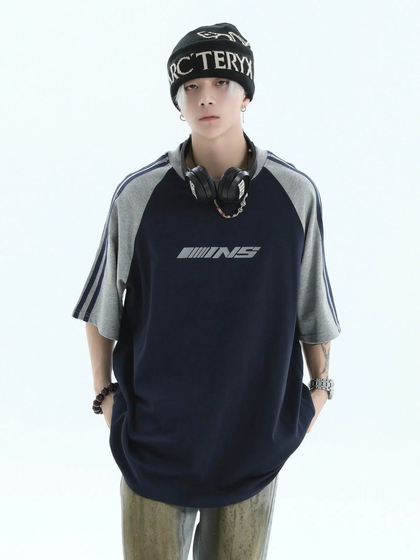 Contrast Sleeve Loose T-Shirt Korean Street Fashion T-Shirt By INS Korea Shop Online at OH Vault