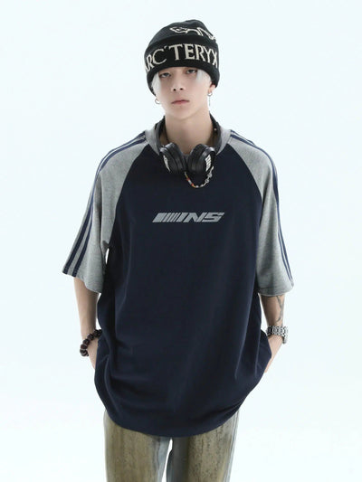 Contrast Sleeve Loose T-Shirt Korean Street Fashion T-Shirt By INS Korea Shop Online at OH Vault
