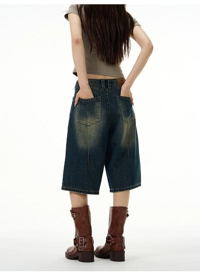 Thigh Fade Denim Shorts Korean Street Fashion Shorts By 77Flight Shop Online at OH Vault