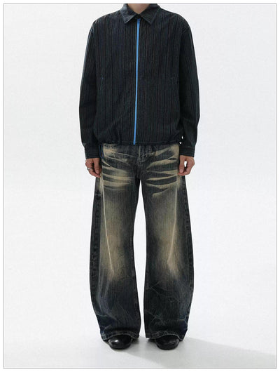Sand Wash Wide Leg Jeans Korean Street Fashion Jeans By Mr Nearly Shop Online at OH Vault