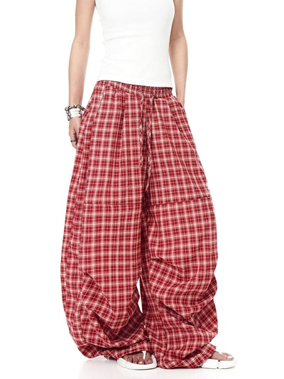 Drawstring Ruched Plaid Pants Korean Street Fashion Pants By Blacklists Shop Online at OH Vault