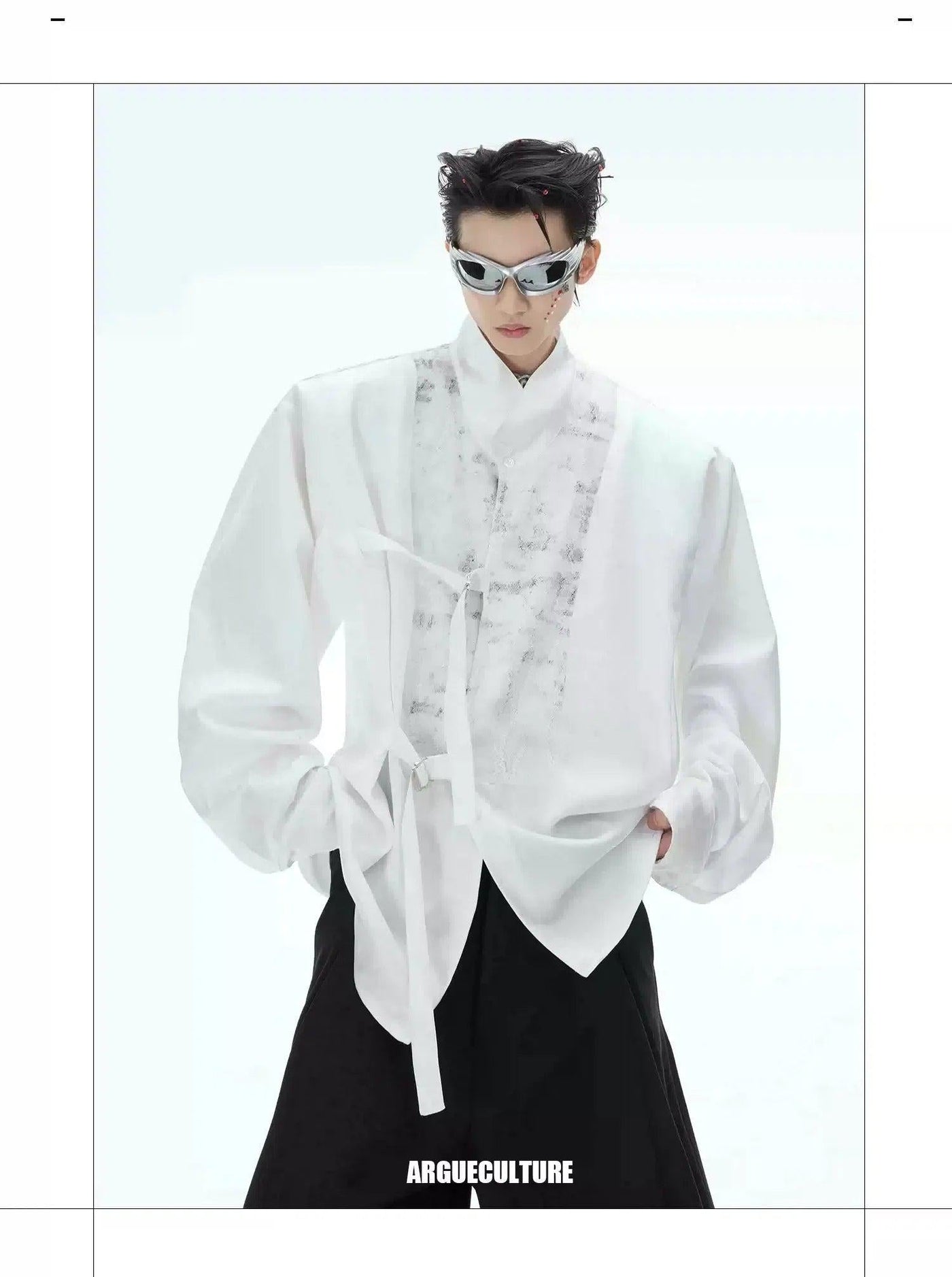 Textured Splice Flow Shirt Korean Street Fashion Shirt By Argue Culture Shop Online at OH Vault