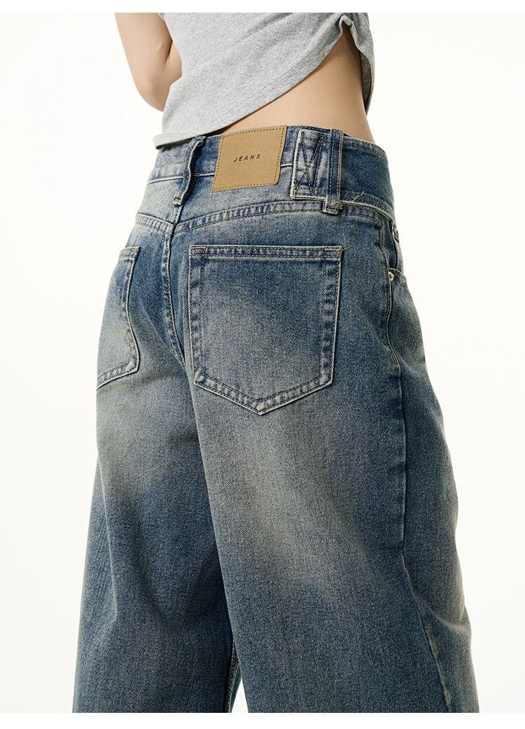 Faded Buckled Belt Jeans Korean Street Fashion Jeans By 77Flight Shop Online at OH Vault