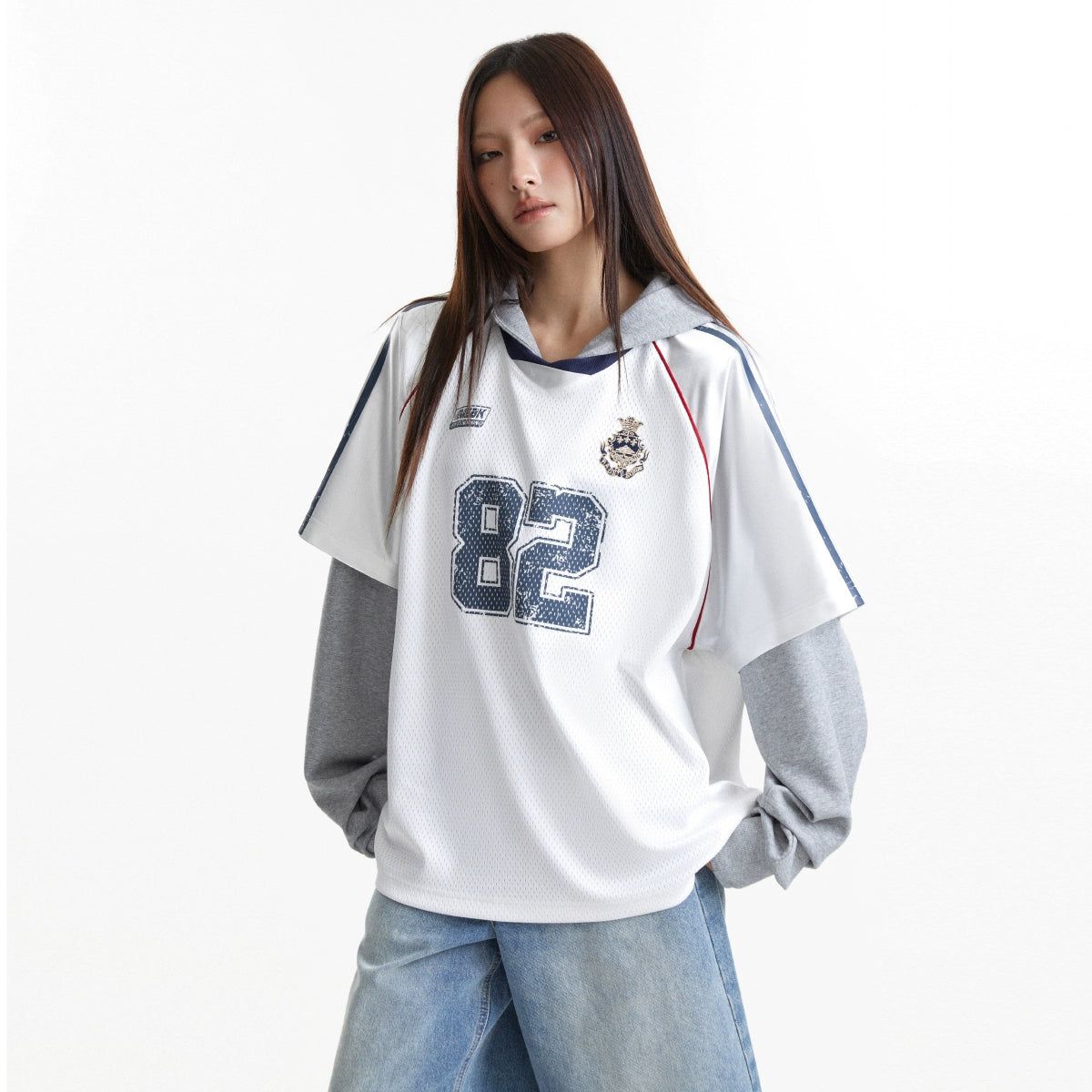 T-Shirt Layer Sports Hoodie Korean Street Fashion Hoodie By Mr Nearly Shop Online at OH Vault