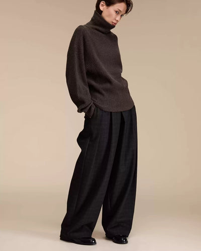 Structured Pleated Plaid Wide Pants Korean Street Fashion Pants By Opicloth Shop Online at OH Vault