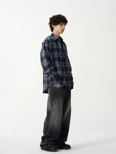 Front Pocket Regular Plaid Shirt Korean Street Fashion Shirt By 77Flight Shop Online at OH Vault