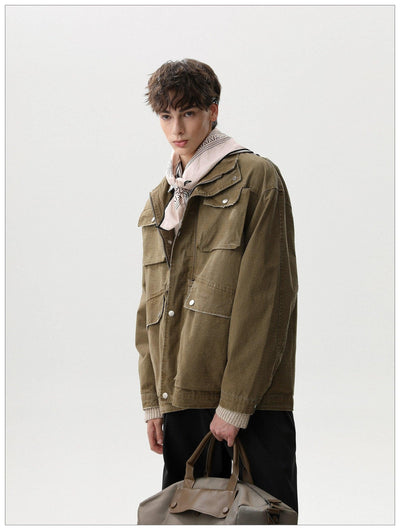 Multiple Pockets Snap Buttoned Jacket Korean Street Fashion Jacket By Mr Nearly Shop Online at OH Vault