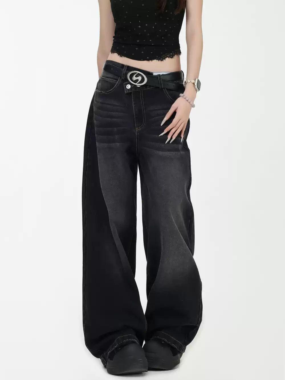 Whiskers Faded Straight Jeans Korean Street Fashion Jeans By INS Korea Shop Online at OH Vault