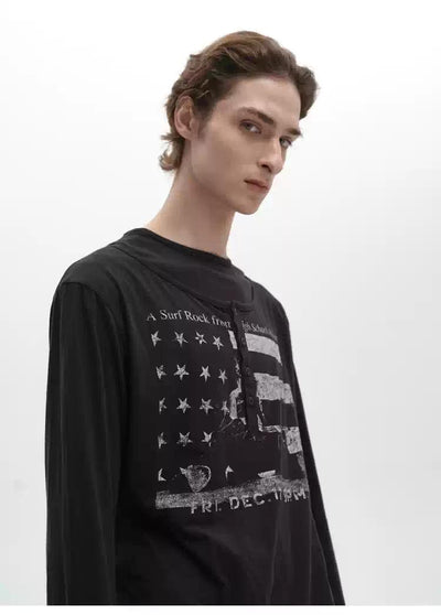 BNW Graphic Layered Henley T-Shirt Korean Street Fashion T-Shirt By Pioneer of Heroism Shop Online at OH Vault