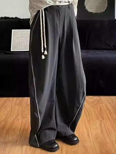 Subtle Striped Spliced Scimitar Trousers Korean Street Fashion Trousers By Terra Incognita Shop Online at OH Vault