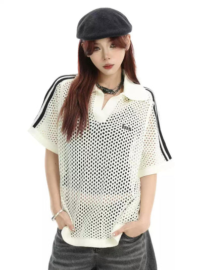 Loose Fit Mesh Polo Korean Street Fashion Polo By INS Korea Shop Online at OH Vault
