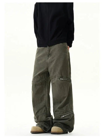 Multi-Zipper Cargo Pants Korean Street Fashion Pants By A PUEE Shop Online at OH Vault