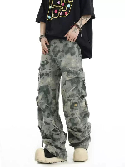 Washed Camo Curved Cargo Pants Korean Street Fashion Pants By INS Korea Shop Online at OH Vault