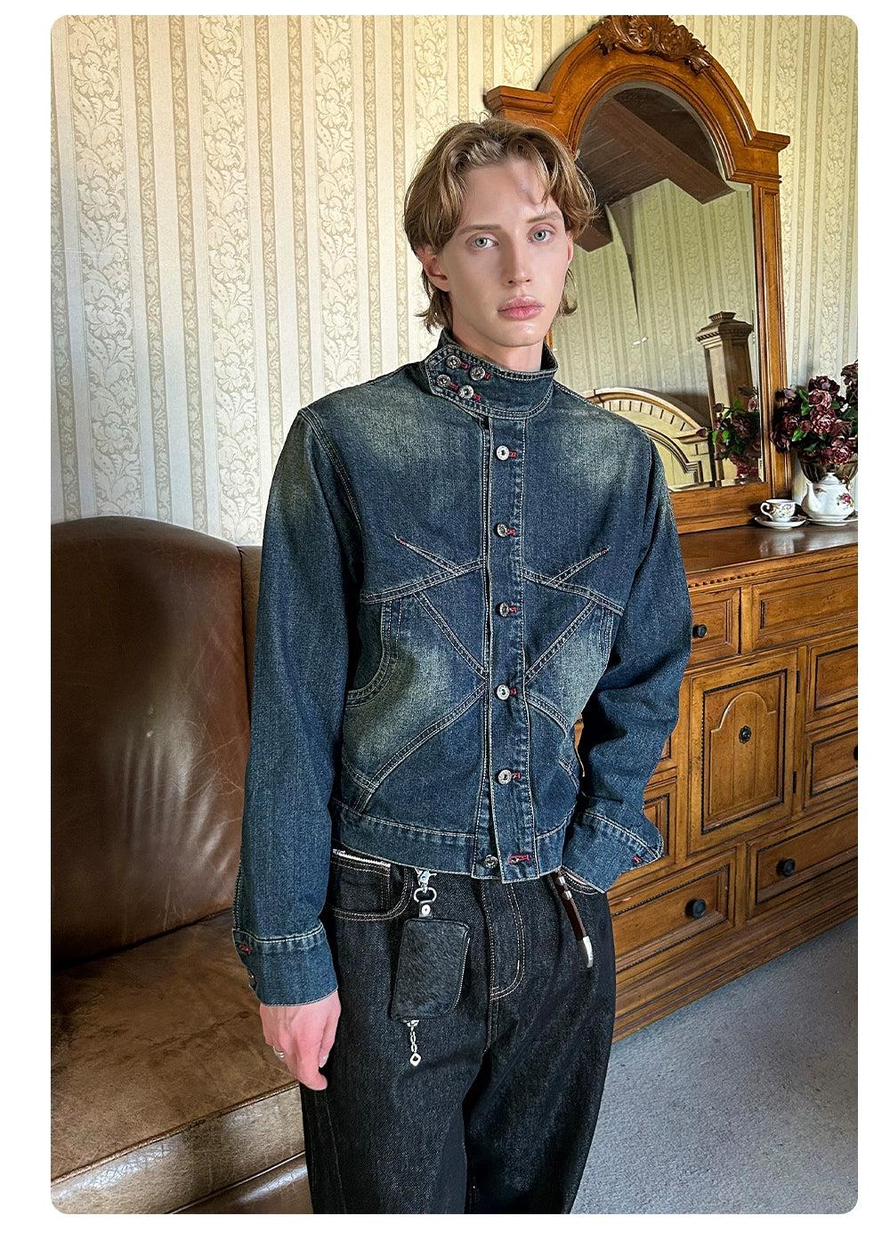 Structured Faded Denim Jacket Korean Street Fashion Jacket By Made Extreme Shop Online at OH Vault