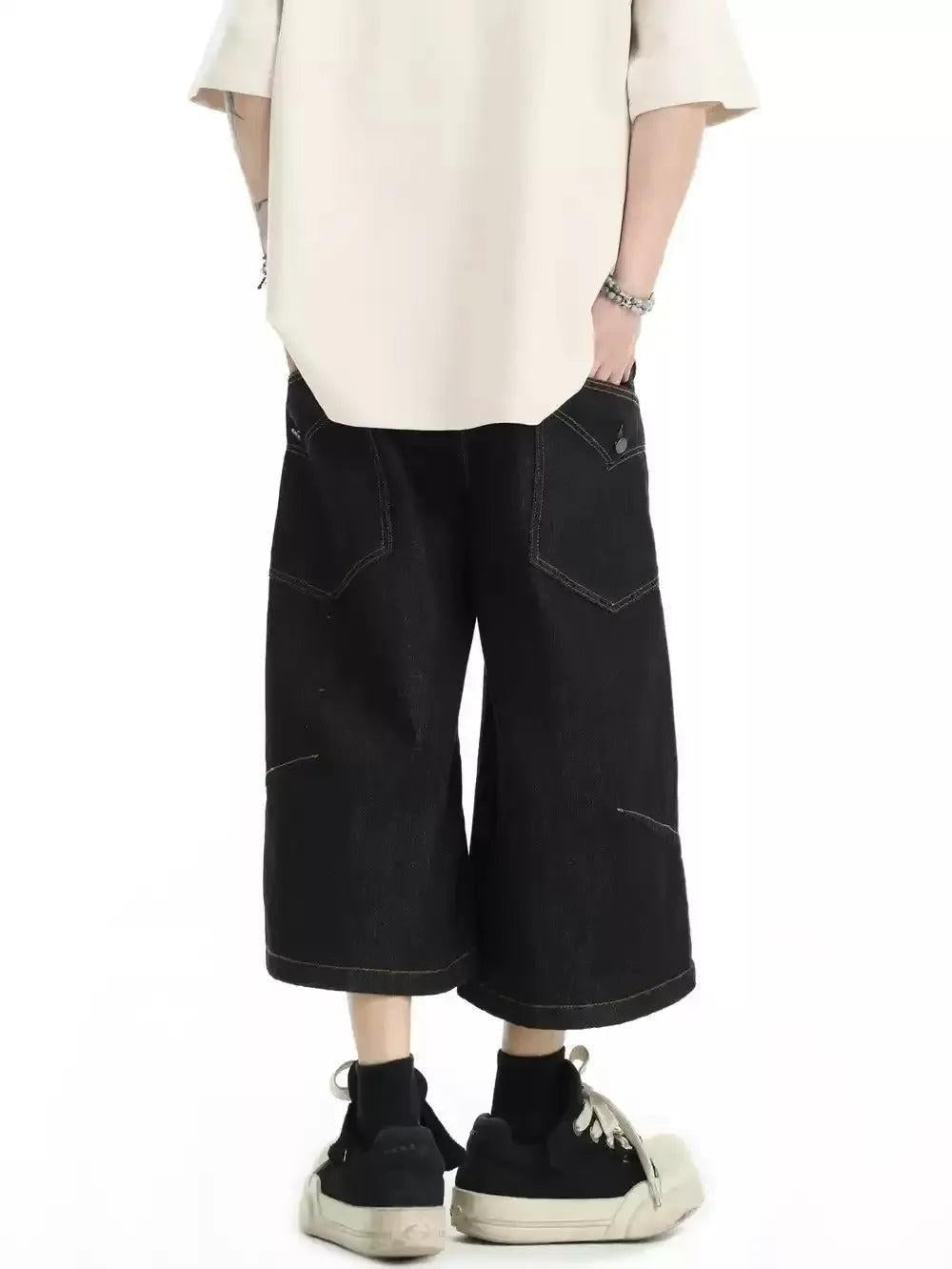 Multi-Pocket Washed Denim Shorts Korean Street Fashion Shorts By INS Korea Shop Online at OH Vault