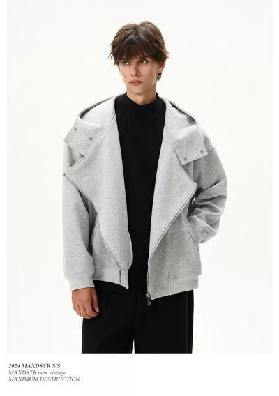 Structured Asymmetric Zip-Up Jacket Korean Street Fashion Jacket By MaxDstr Shop Online at OH Vault