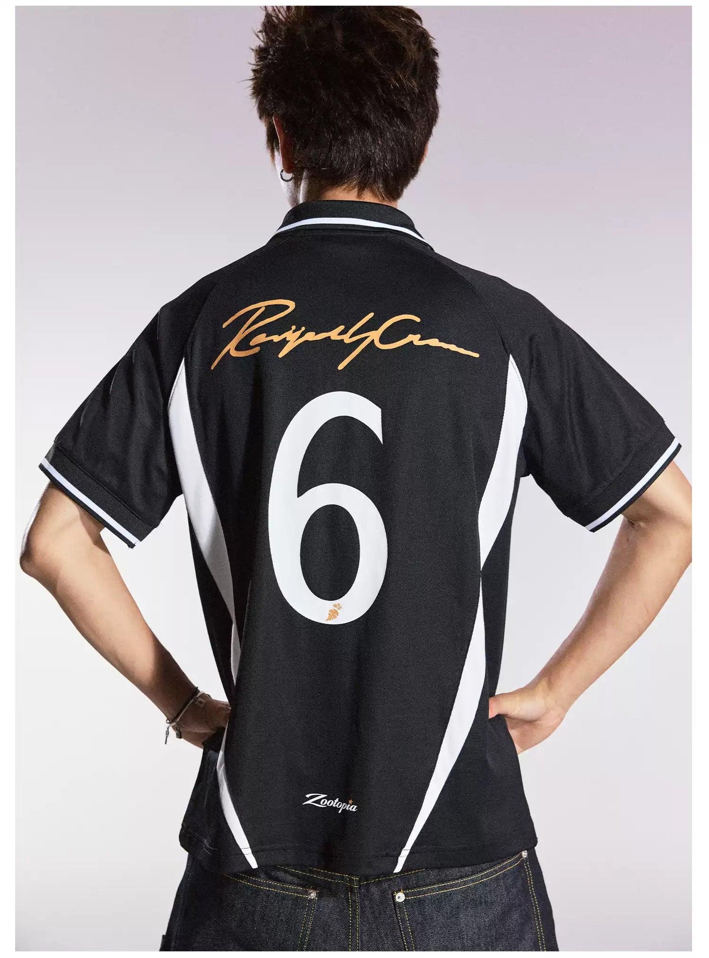 Embroidered Logo Print V-Neck Polo Korean Street Fashion Polo By Remedy Shop Online at OH Vault