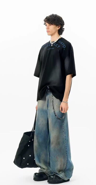 Faded Spots Loose Jeans Korean Street Fashion Jeans By JHYQ Shop Online at OH Vault